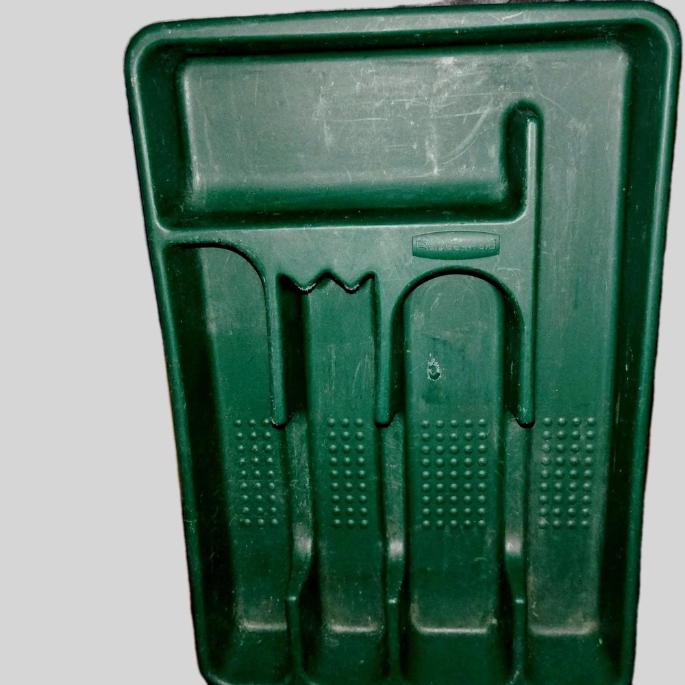 Vintage Rubbermaid Silverware Organizer Tray 2919 Flatware forest green, cutlery